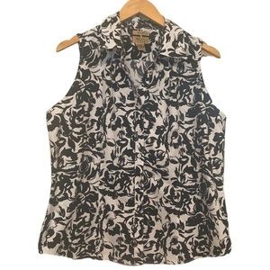 Gold Label Investments Black and White Floral Sleeveless Top